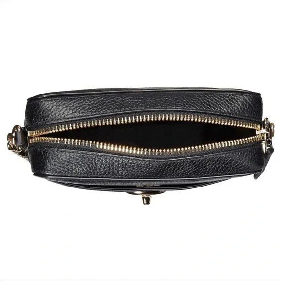 Coach Turn Lock Black Pebbled Leather Crossbody Shoulder Camera Bag - Picture 3 of 17